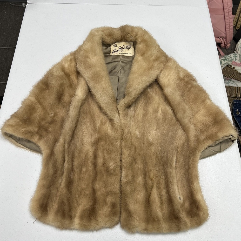Aug. W. Smith Co. Fur Stole Women OS Brown Vintage Shawl Collar Wrap Capelet